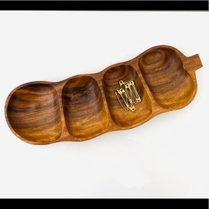 Mountain woods Solid wood pea bean pod organizer tray decor